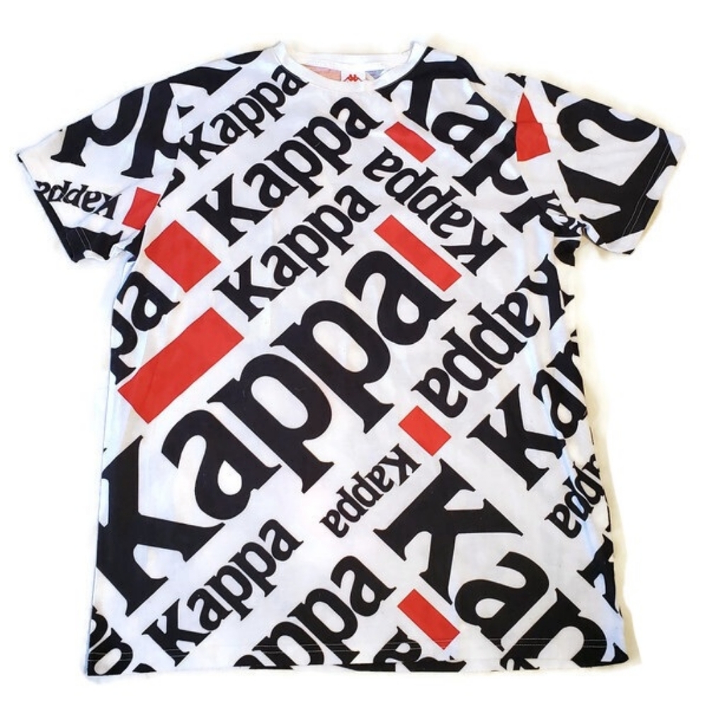 Men's Kappa Logo T Shirt Red White Black Large